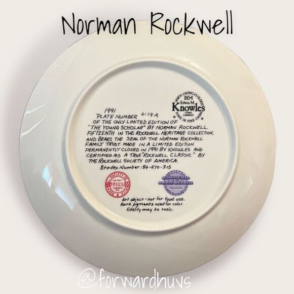 Norman Rockwell Heritage Collection Limited Edition Plate  “The Young Scholar” - Picture 3 of 7